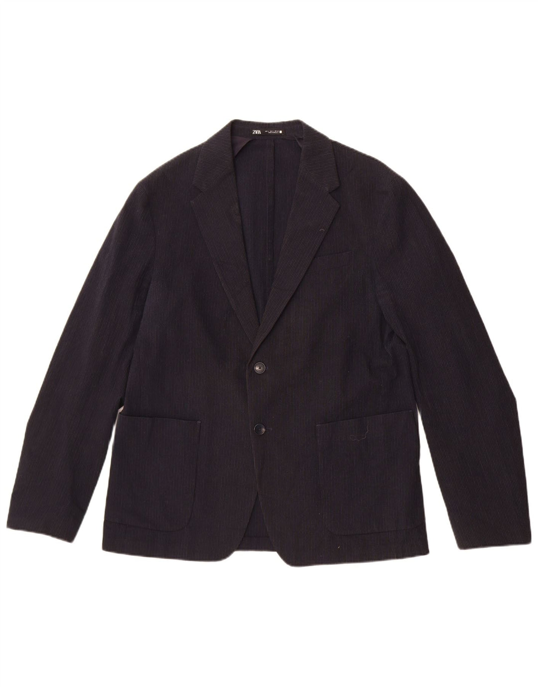 Zara Herren-Blazer mit 2 Knöpfen, Gr. 40, groß, marineblau, Nadelstreifen