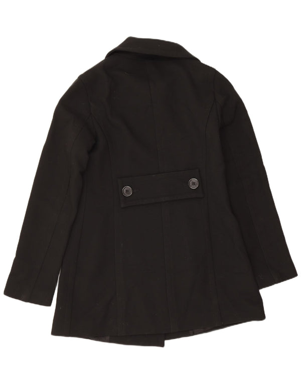 Zara Damen Zweireihiger Mantel UK 10 Small Schwarze Wolle