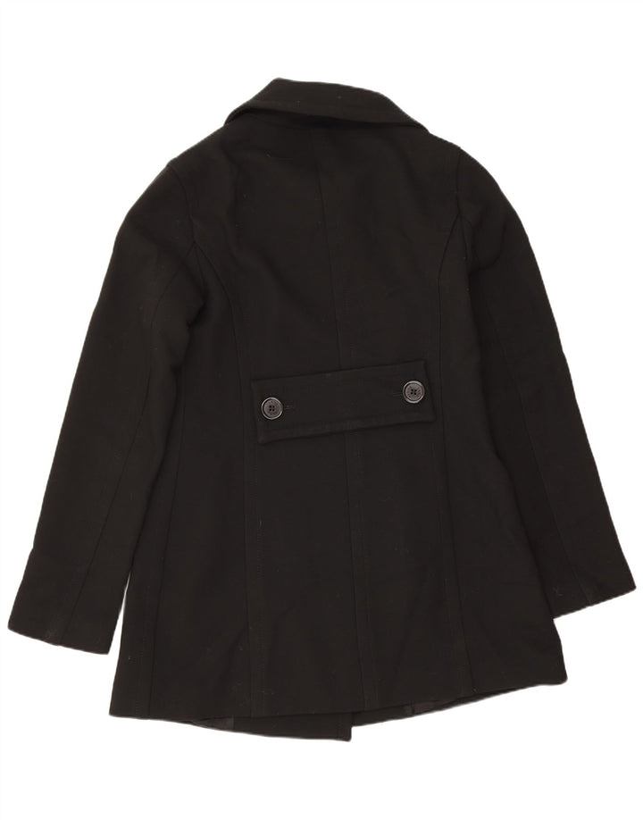 Zara Damen Zweireihiger Mantel UK 10 Small Schwarze Wolle