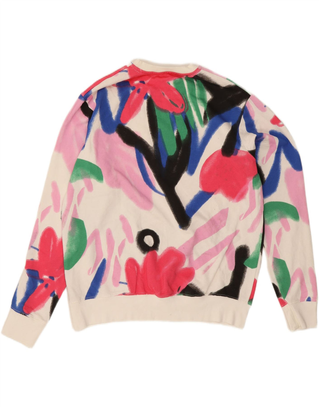 Zara Damen-Sweatshirt mit Grafik-Übergröße, Gr. 14, mittelweiß, geblümt