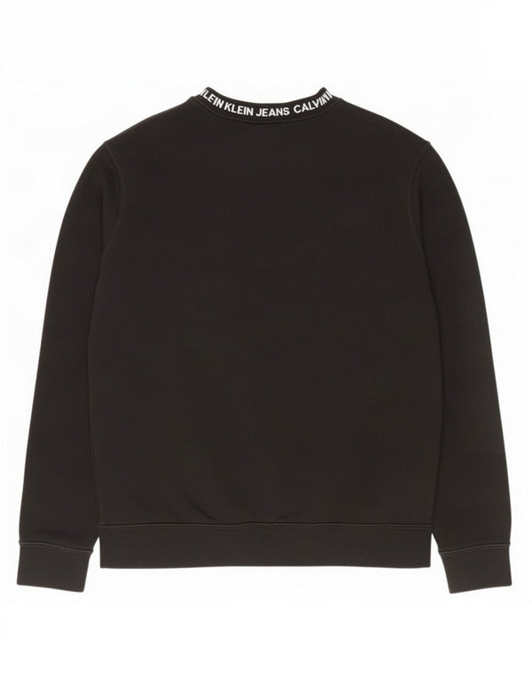 Calvin Klein Jeans Mens Graphic Sweatshirt Jumper Medium Black Cotton