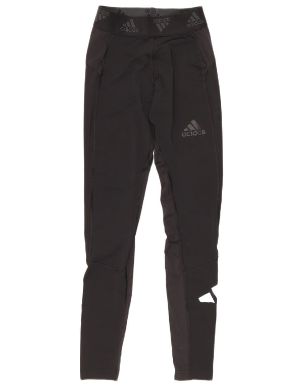 Adidas Damen Graphic Leggings UK 10 Small Schwarz Polyester