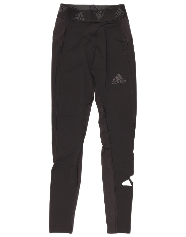 Adidas Damen Graphic Leggings UK 10 Small Schwarz Polyester
