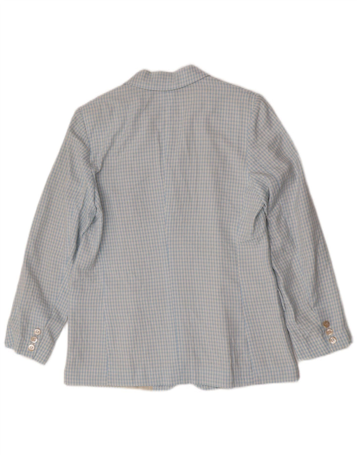Vintage Damen 3-Knopf-2-teiliges Set IT 46 Große blaue Gingham-Viskose