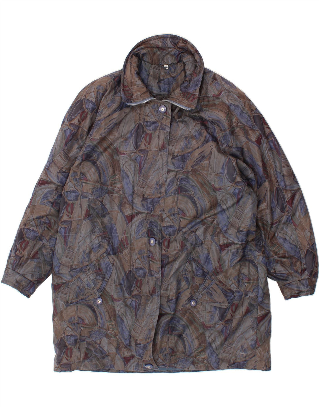 VINTAGE Womens Abstract Pattern Overcoat UK 20 2XL Multicoloured Vintage Vintage and Second-Hand Vintage from Messina Hembry 