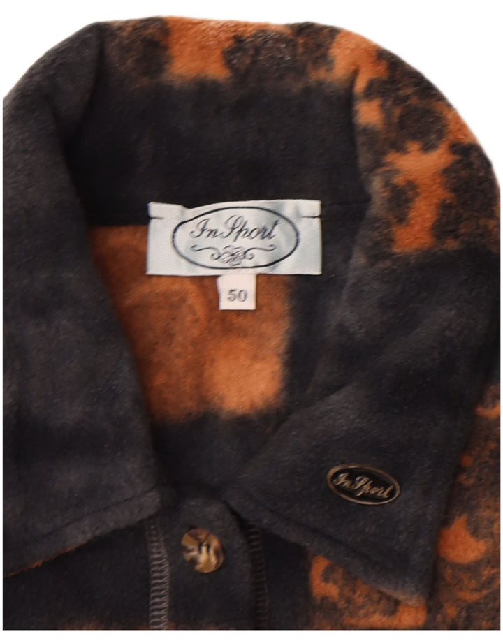 VINTAGE Damen Fleeceshirt IT 50 XL Marineblau Patchwork Polyester