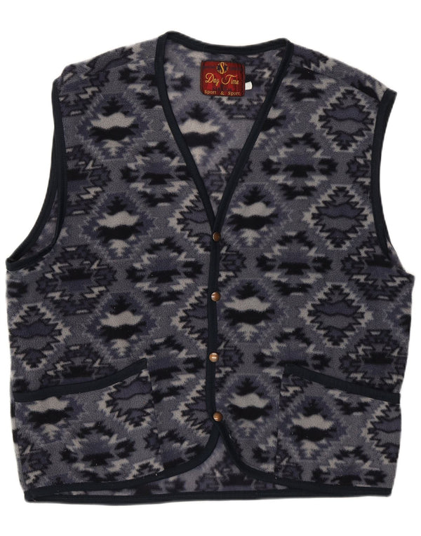 Stratos Herren-Fleeceweste UK 36 Small Marineblaues geometrisches Polyester
