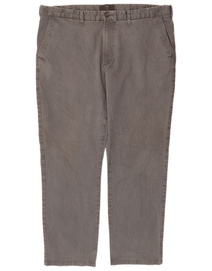 Marks & Spencer Herren-Chinohose mit normaler Passform, W42 L31, graue Baumwolle