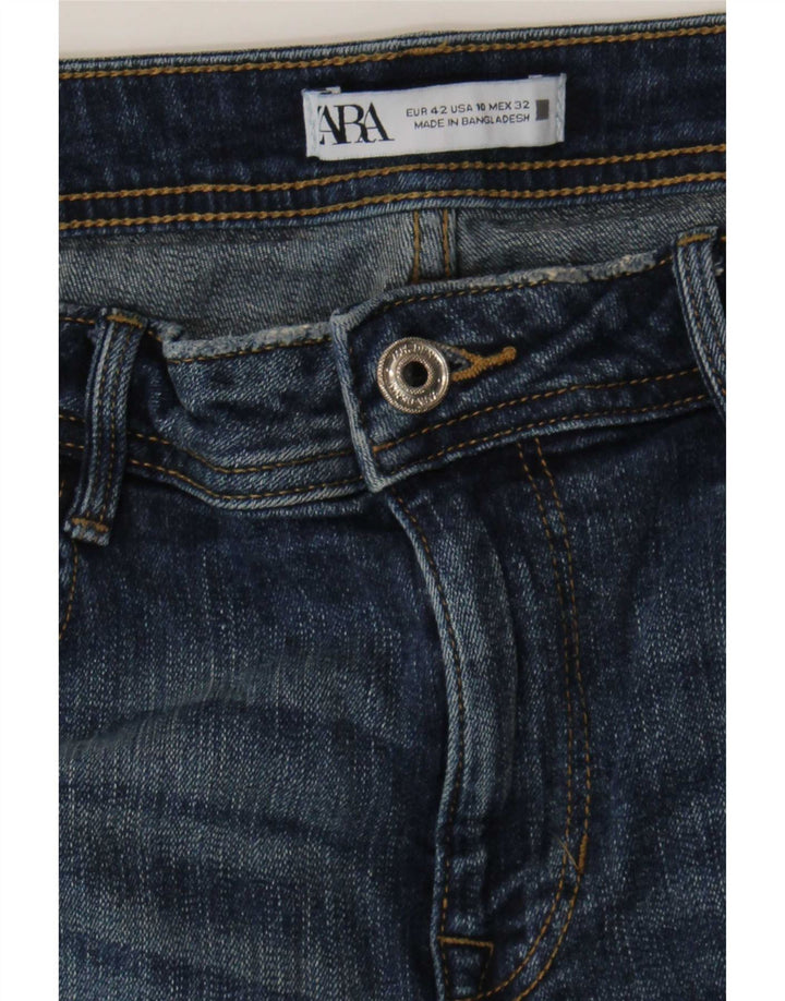 Zara Damen Distressed Slim Jeans EU 42 Large W32 L27 Blau