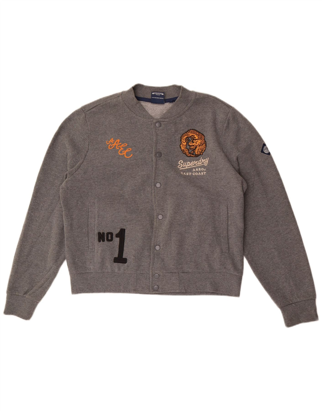 Superdry Damen-Trainingsanzugoberteil mit Grafik, UK 16, Größe L, Grau meliert