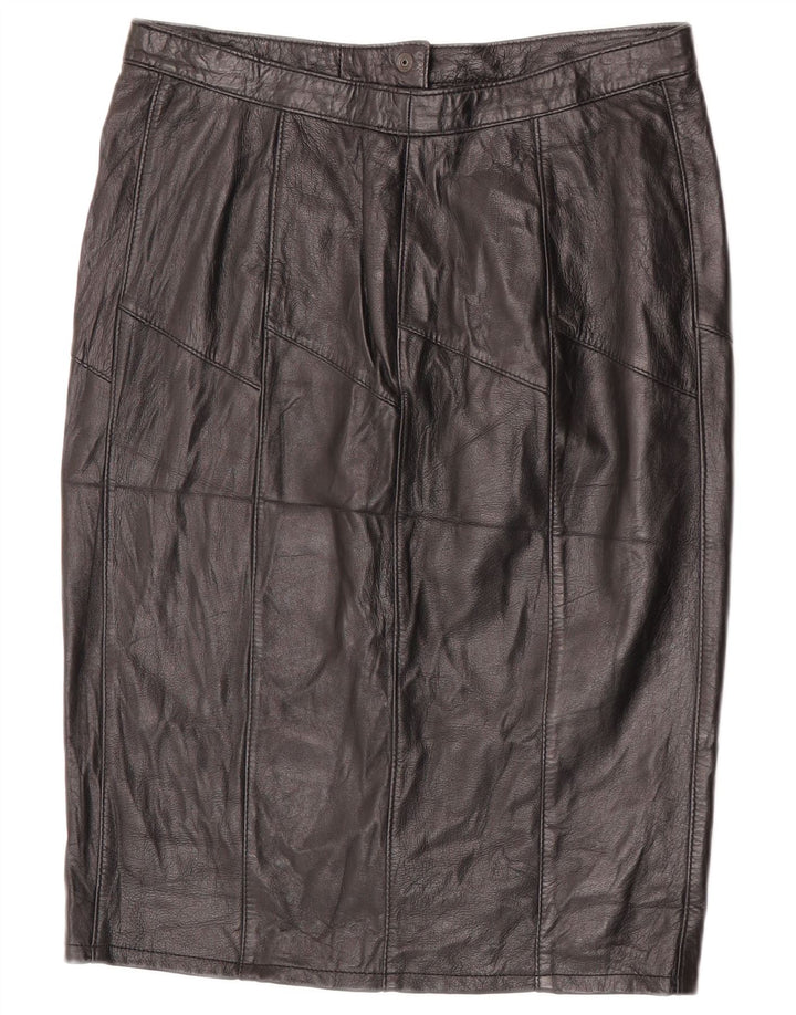 VINTAGE Damen Lederrock W30 Mittelschwarz