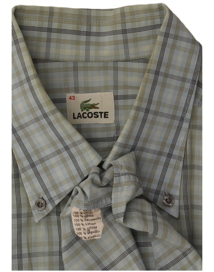 Lacoste Herren-Kurzarmhemd, Größe 43, groß, blau kariert, Baumwolle