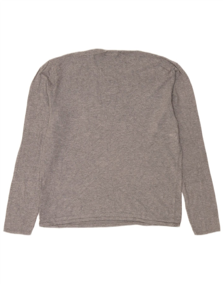 Zara Herren-Pullover mit Rundhalsausschnitt, XL, graue Viskose