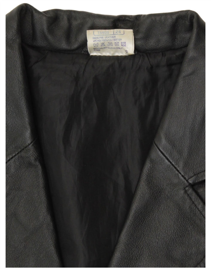 Agenda Damen 3-Knopf-Lederblazerjacke UK 24 4XL Schwarzes Leder