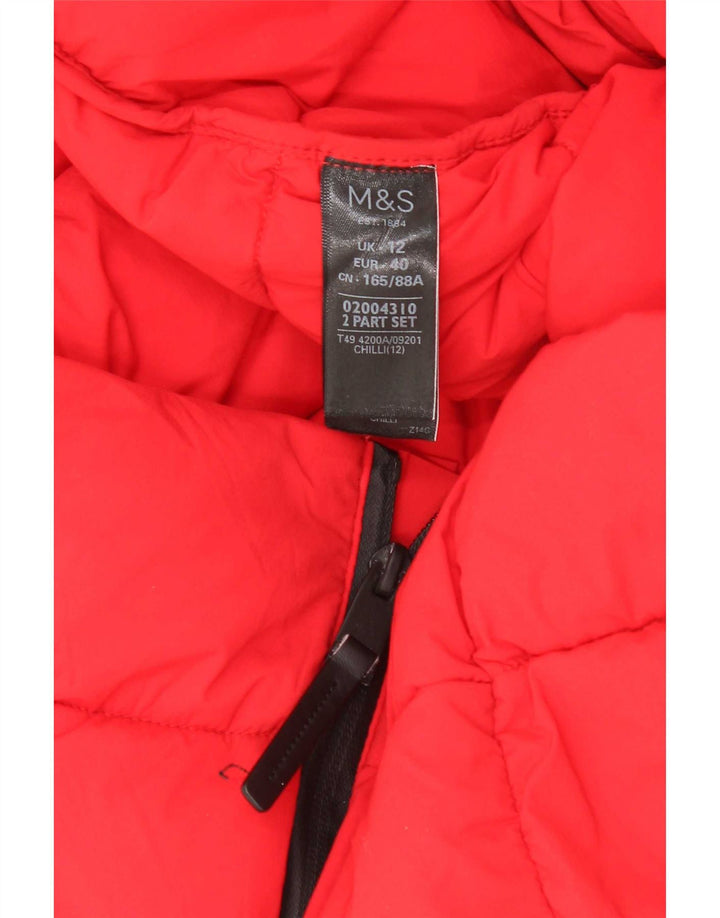 Marks & Spencer Wattierter Damenmantel mit Kapuze, UK 12, Mittelrot, Polyamid