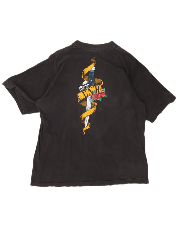 Vintage Herren Guns & Roses Grafik T-Shirt Top Medium Black Rock