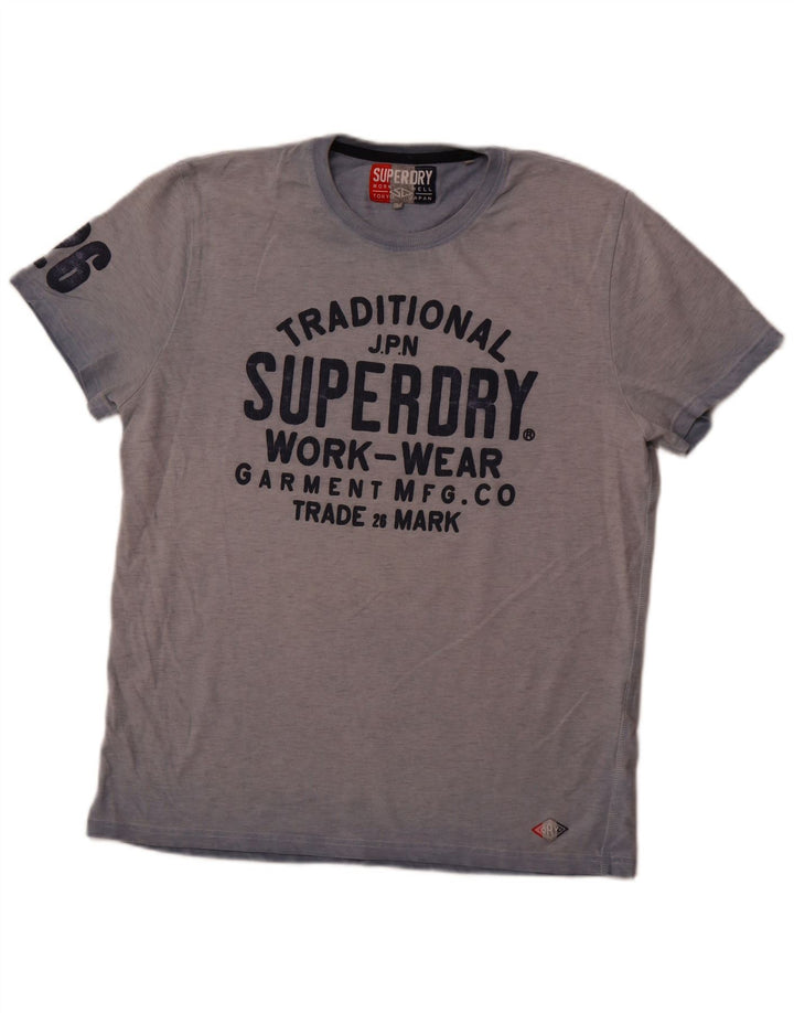 Superdry Herren Grafik-T-Shirt-Oberteil XL aus blauer Batik-Baumwolle