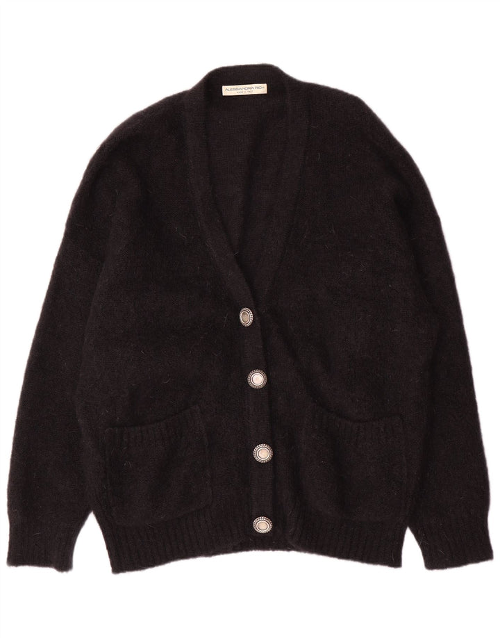 Alessandra Rich Damen-Strickjacke in Übergröße, IT 40, Größe S, Schwarz, Mohair