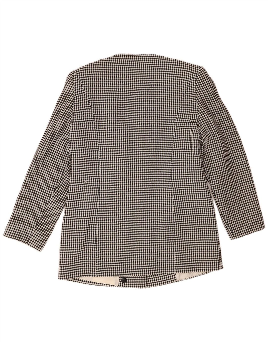 Vintage Damen 7-Knopf-Blazer-Jacke IT 44 Mittelschwarz geflecktes Polyester
