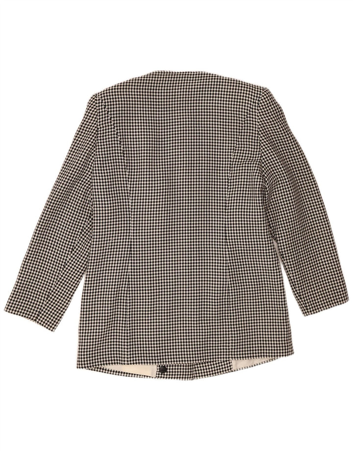 Vintage Damen 7-Knopf-Blazer-Jacke IT 44 Mittelschwarz geflecktes Polyester