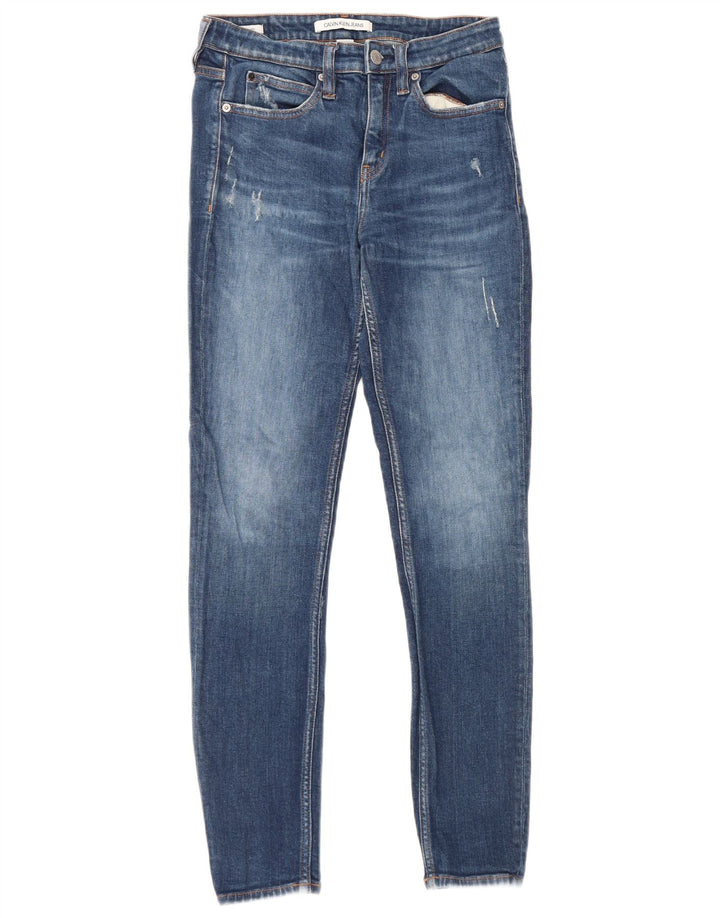 Calvin Klein Damen Slim Jeans W28 L30 Blaue Baumwolle