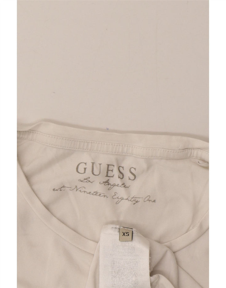 Guess Damen-T-Shirt mit Grafik, UK 6 XS, weiße Baumwolle