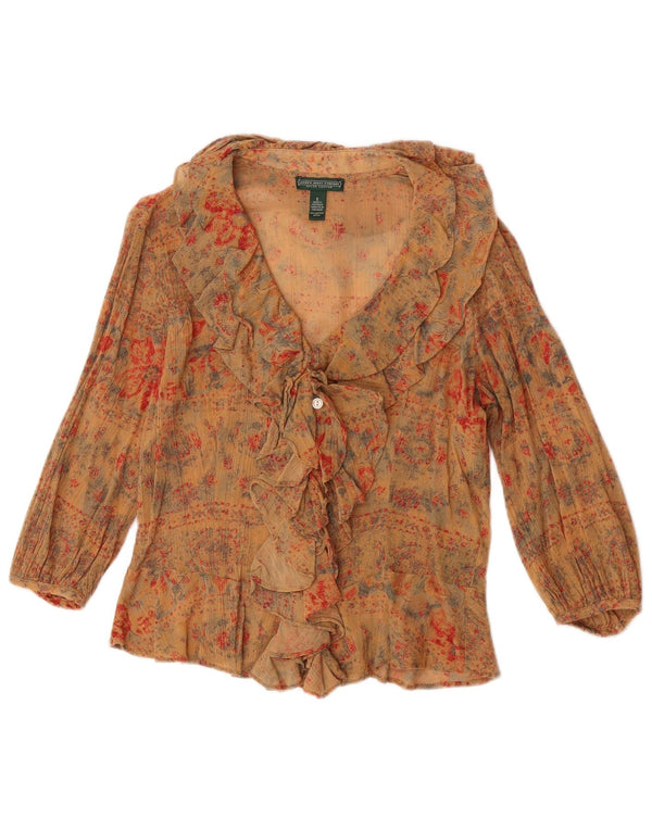 Ralph Lauren Damen Crop See Through Hemdbluse UK 10 Small Beige Floral
