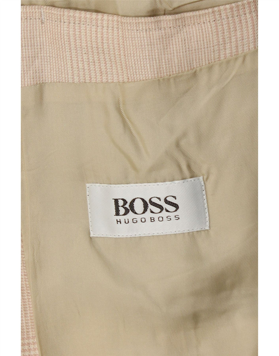 HUGO BOSS Herren 2-Knopf-Blazerjacke EU 56 3XL Beige kariertes Leinen