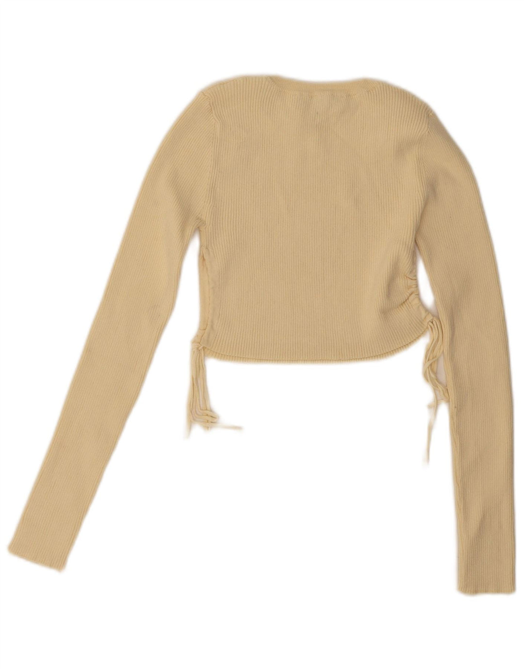 Zara Damen Crop Langarm Bluse Top UK 8 Small Gelb