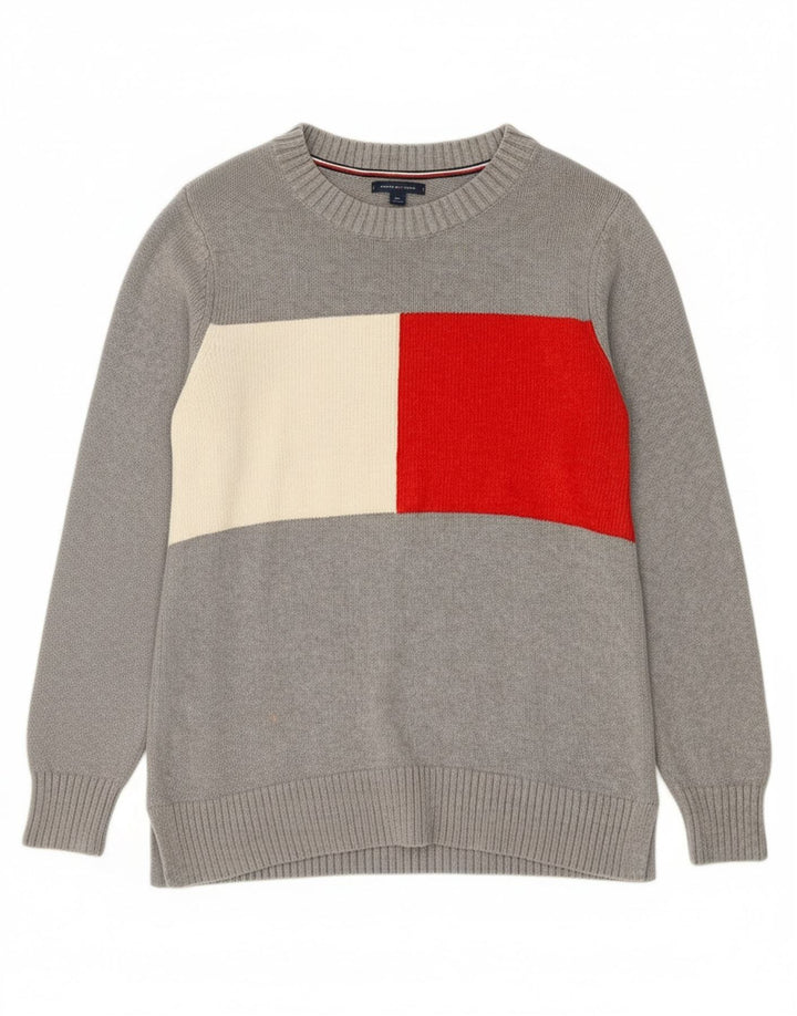 TOMMY HILFIGER Womens Crew Neck Jumper Sweater UK 14 Large Grey