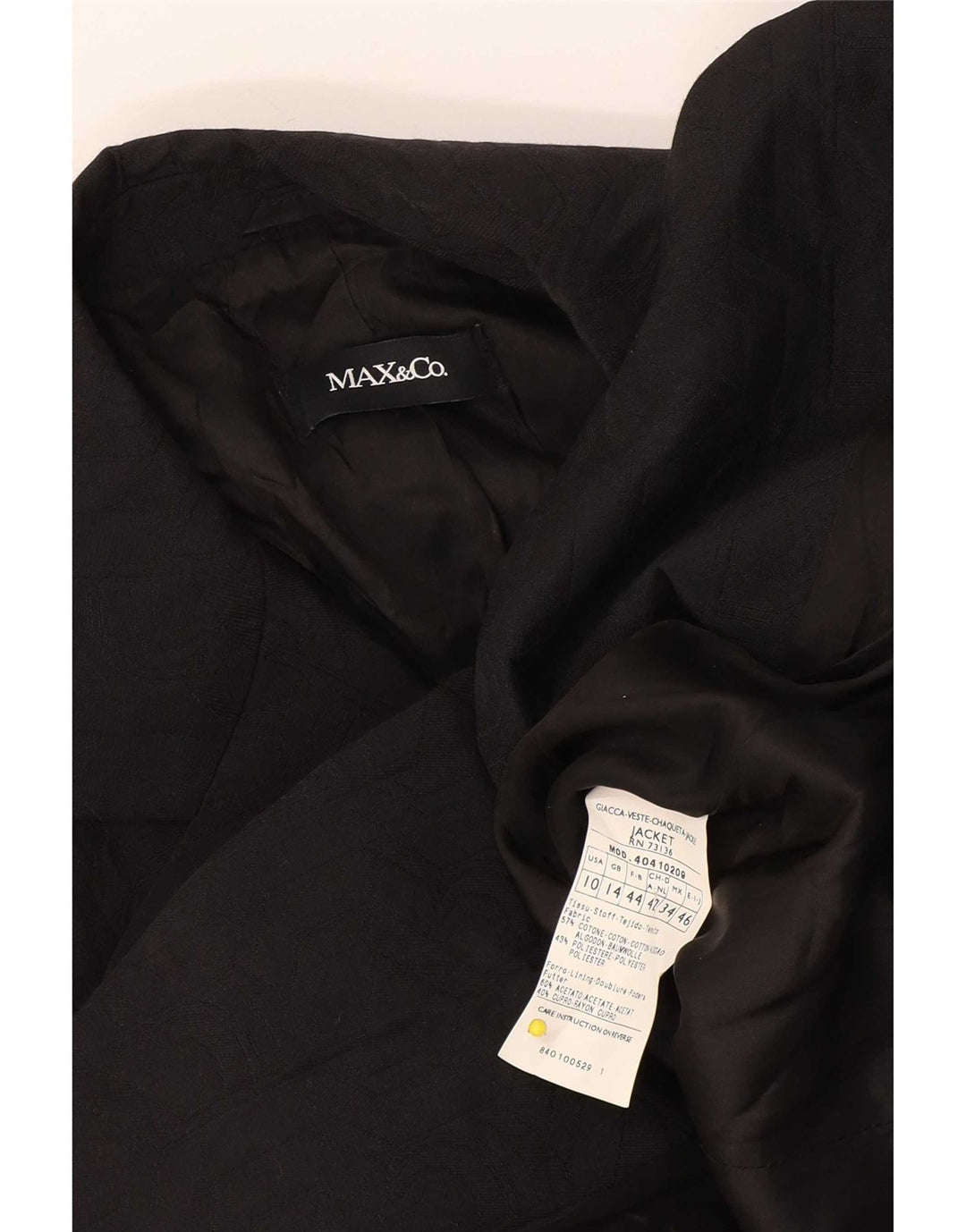 Max & Co. Damen-Blazerjacke mit 2 Knöpfen, Gr. 14, Größe L, Schwarz, Baumwolle