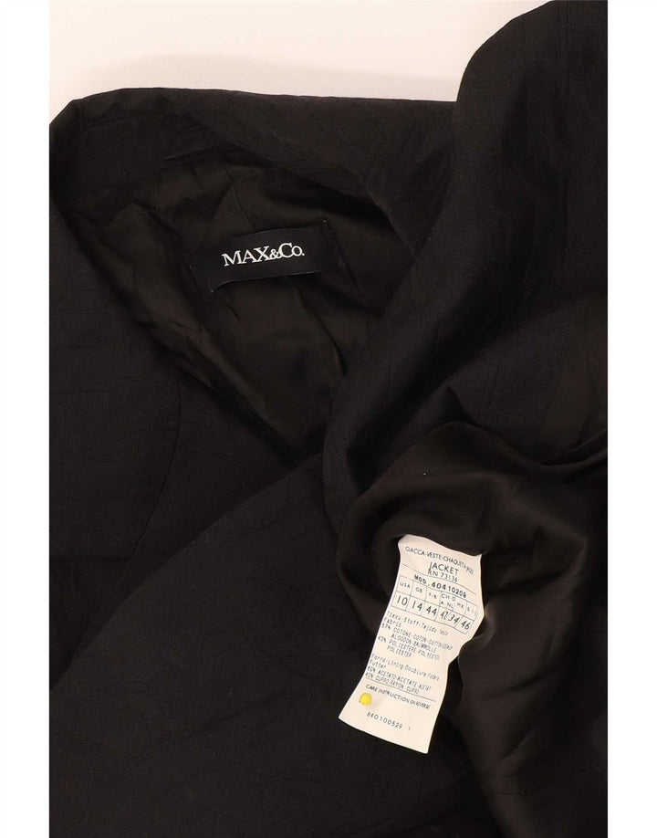 Max & Co. Damen-Blazerjacke mit 2 Knöpfen, Gr. 14, Größe L, Schwarz, Baumwolle