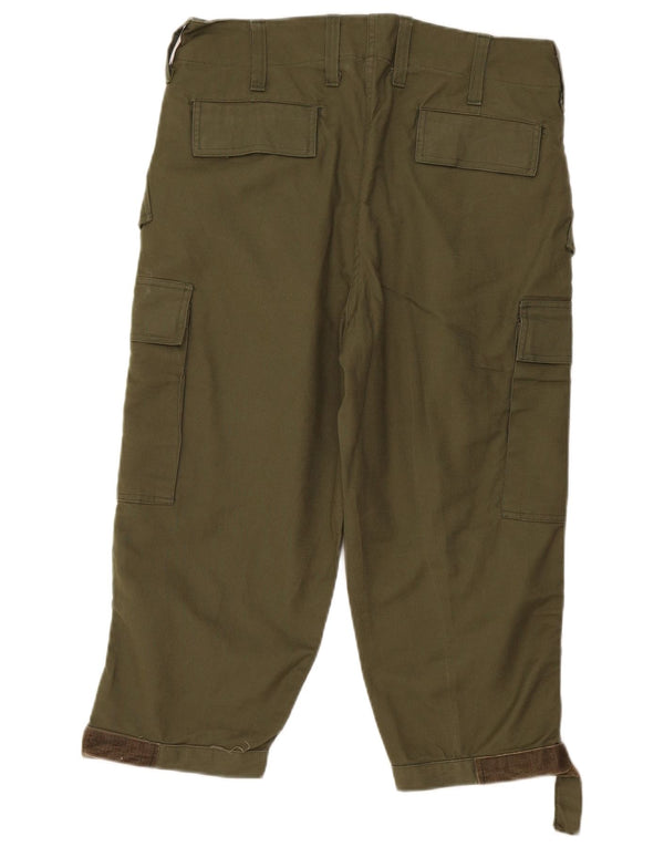 Vintage Damen Tapered Cargo Capri Hose W34 L21 Khaki