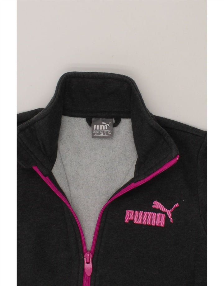 PUMA Girls Graphic Tracksuit Top Jacket 7-8 Years Grey Cotton Vintage Puma and Second-Hand Puma from Messina Hembry 