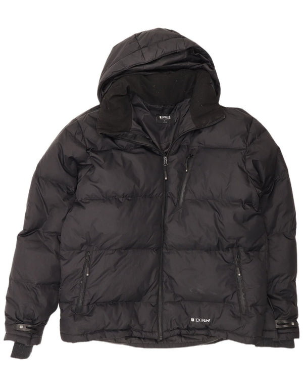 Mountain Warehouse wattierte Herrenjacke mit Kapuze, UK 42 XL, schwarzes Nylon