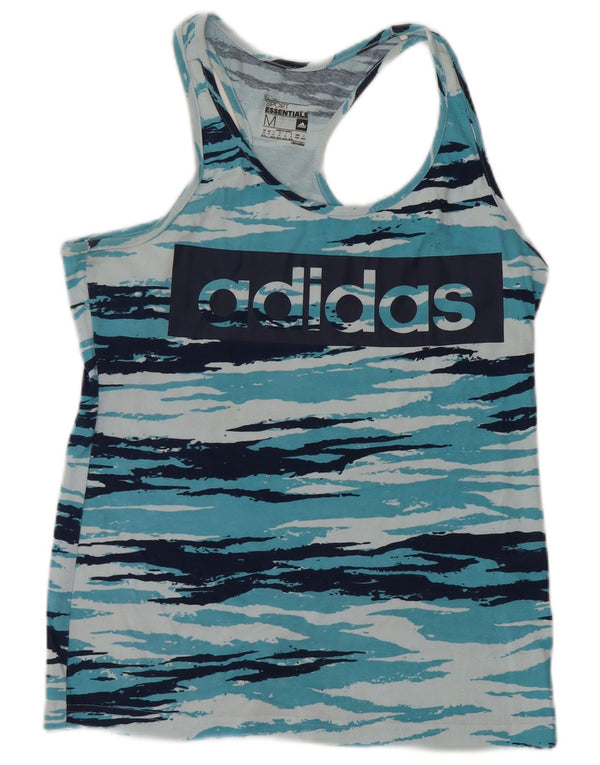 ADIDAS Damen Climalite Graphic Vest Top UK 12/14 Mittelblaue Tarnung