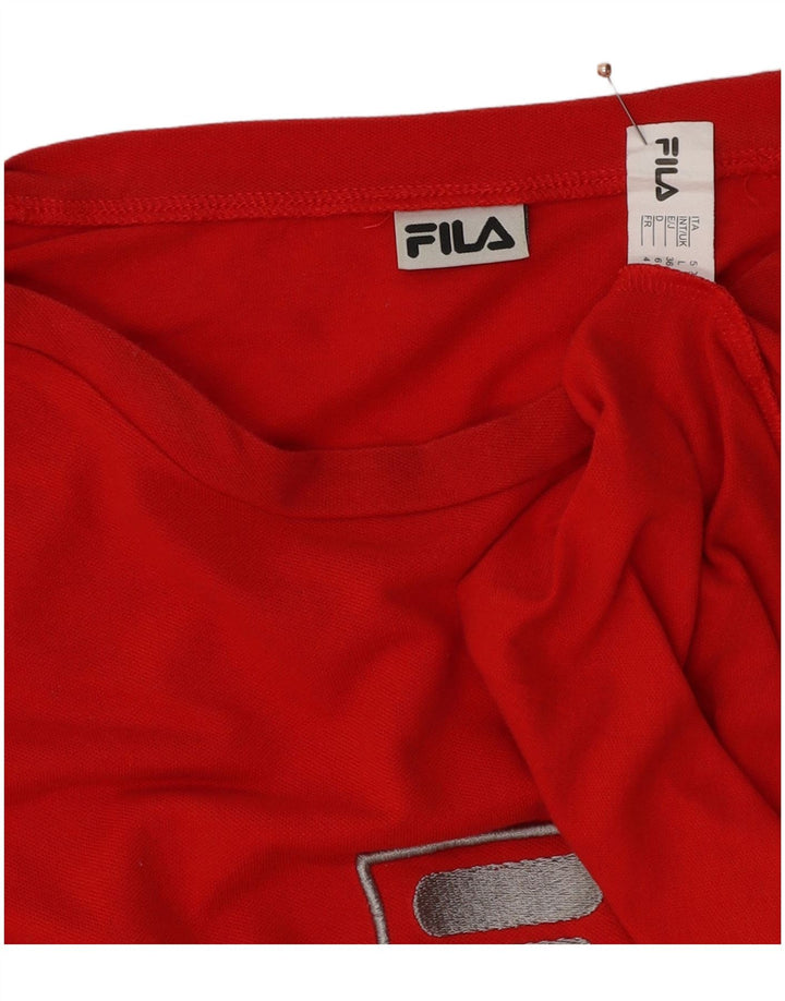 FILA Herren Grafik-Oberteil, langärmelig, groß, rot, Colourblock-Baumwolle