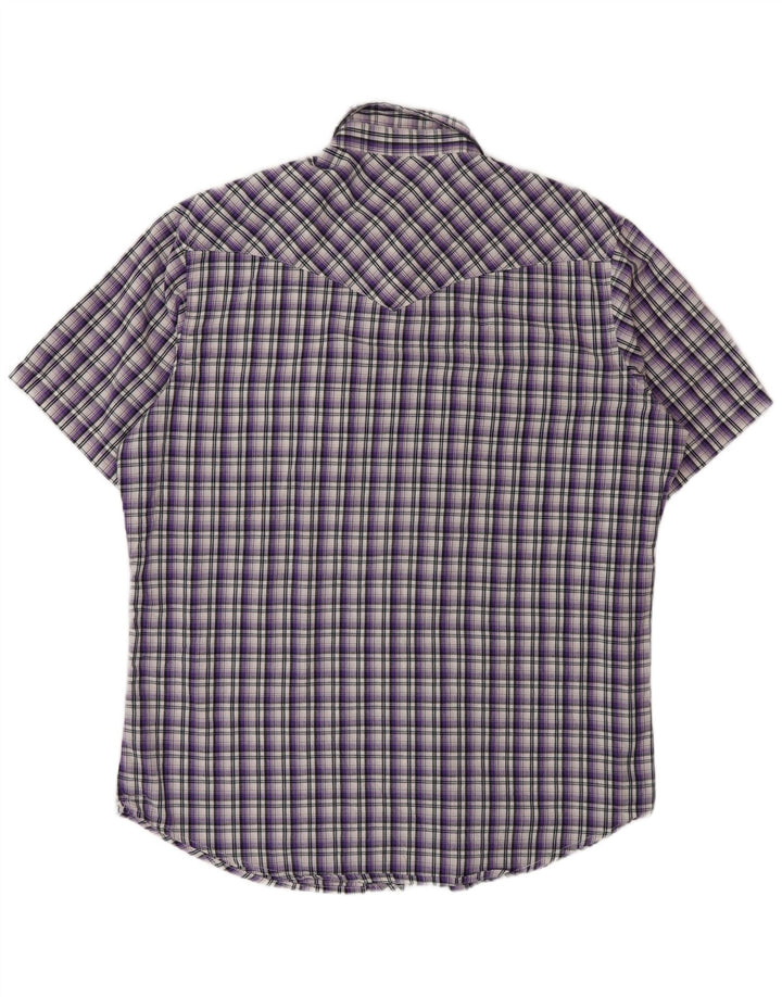 Wrangler Herren-Kurzarmhemd, groß, lila, kariert, Baumwolle