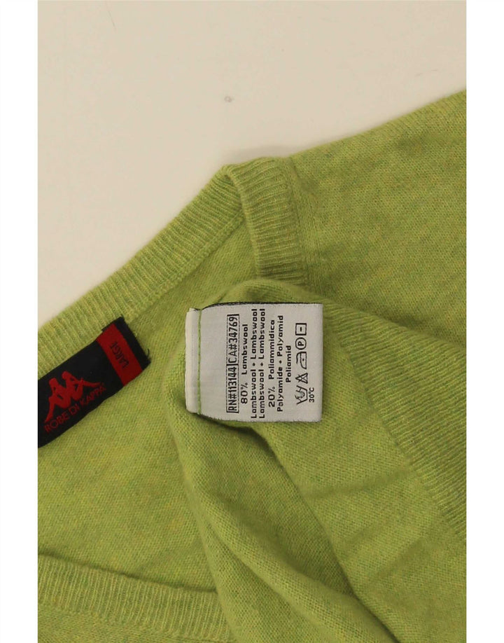Kappa Herren-Pullover mit V-Ausschnitt, groß, grüne Lammwolle