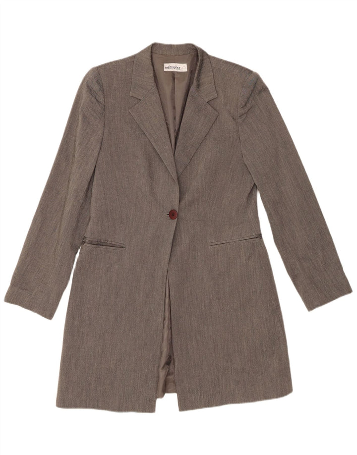 Metaphor Damen Longline 1-Knopf-Blazerjacke IT 42 Mittelgraue Viskose