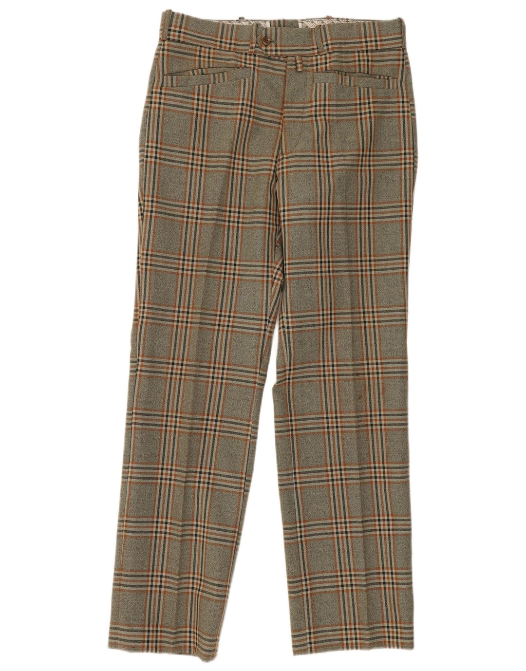 Vintage Herren gerade Freizeithose W30 L30 grau kariert