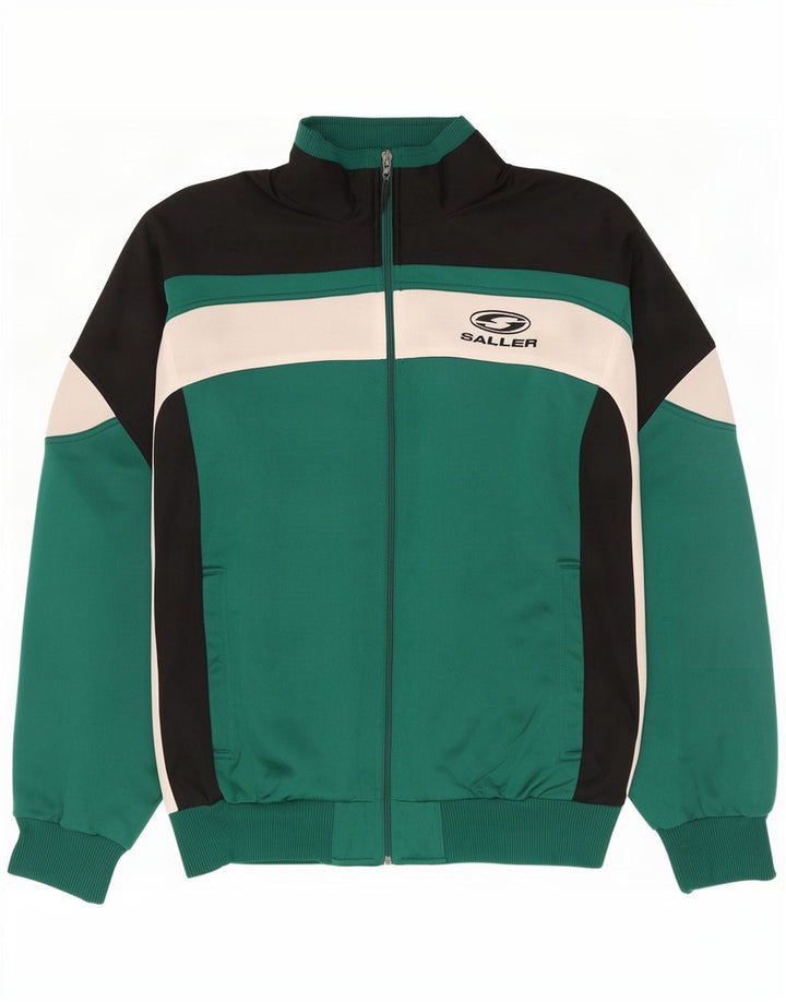 Saller Herren-Trainingsanzugoberteil mit Grafik, groß, grünes Farbblock-Polyester