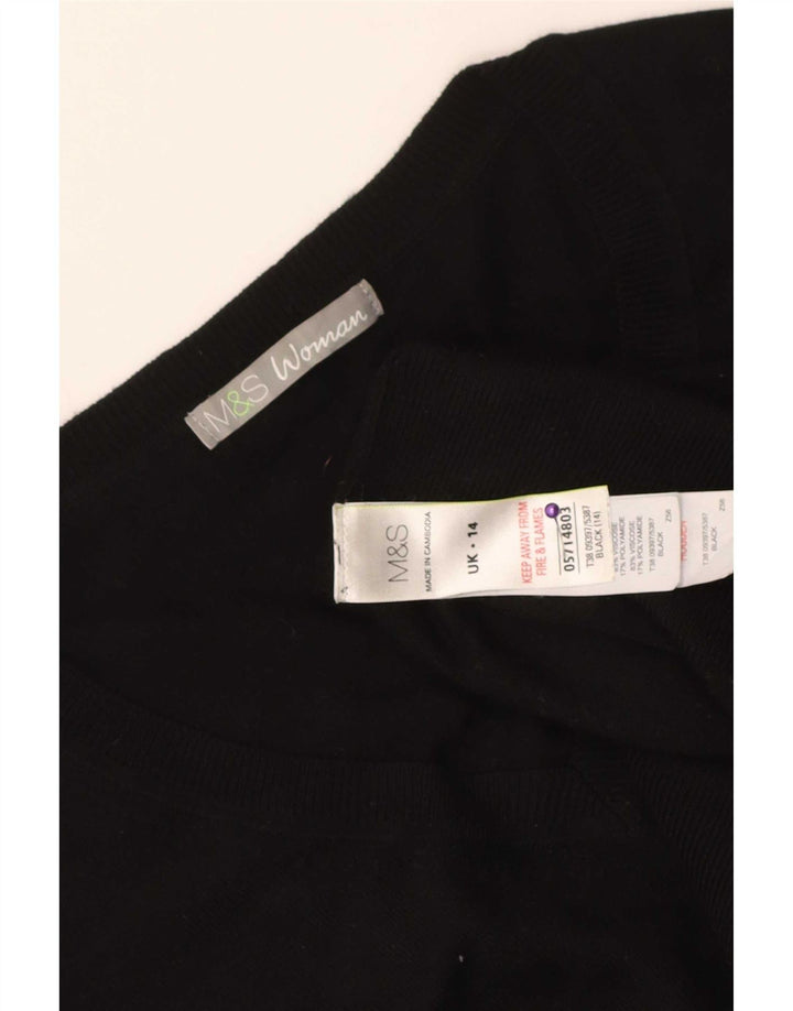 Marks & Spencer Damen-Pullover mit V-Ausschnitt, Gr. 14, mittlere schwarze Viskose