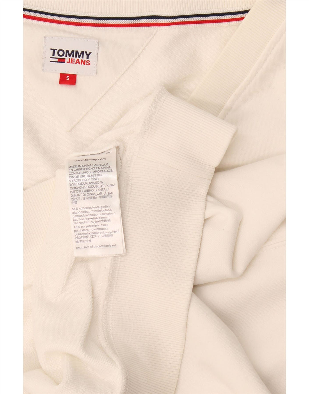 Tommy Hilfiger Damen Crop Oversized Sweatshirt Pullover UK 10 Small Weiß
