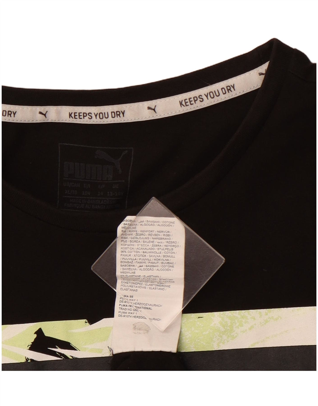 PUMA Jungen Graphic T-Shirt Top 13–14 Jahre, schwarze Baumwolle
