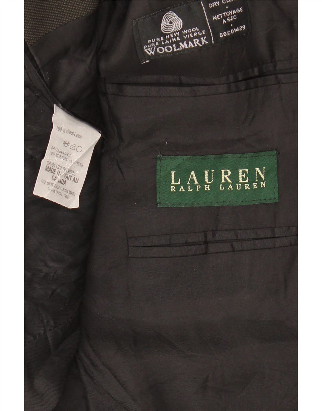 Ralph Lauren Herren-Blazer mit 2 Knöpfen, IT 56, 2XL, schwarze Wolle