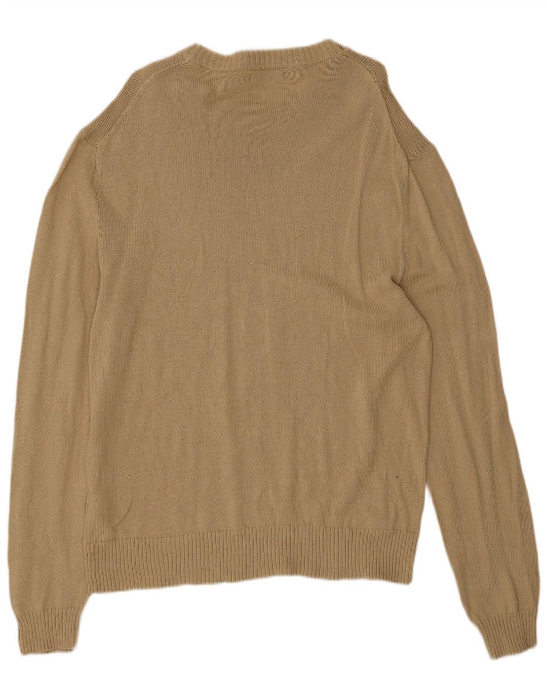 Zara Herren-Pullover mit Rundhalsausschnitt, groß, beige Baumwolle