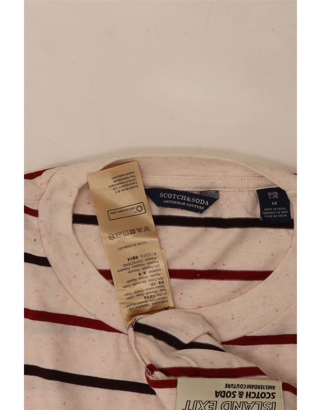 Scotch & Soda Herren T-Shirt-Oberteil aus mittelweißer, gestreifter Baumwolle