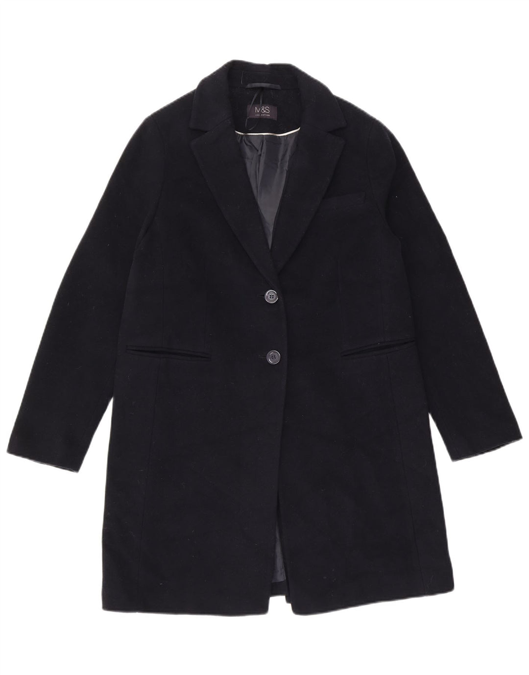 Zara Damen Mantel UK 12 Medium Marineblau Wolle