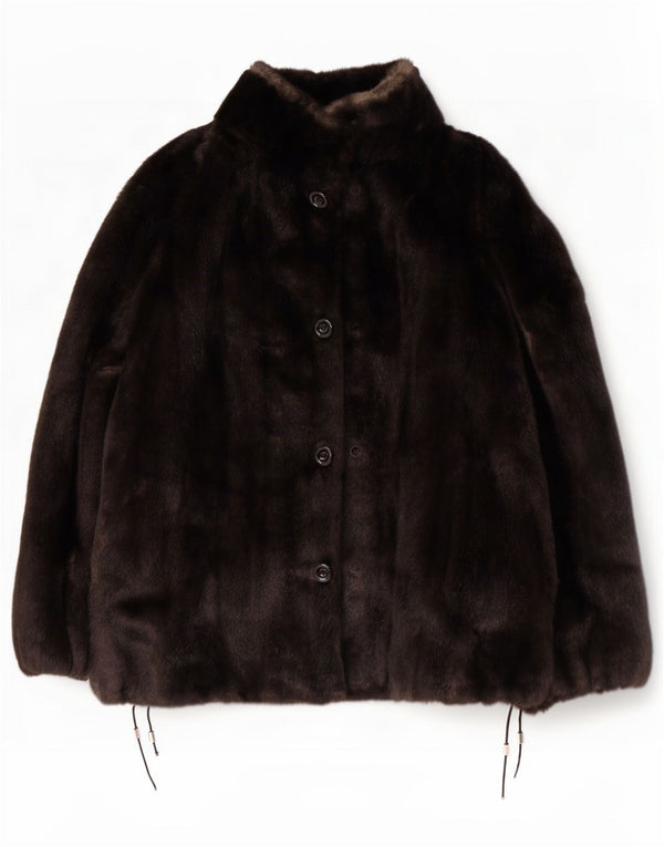 Vintage Womens Faux Fur Jacket IT 54 3XL Black Acrylic